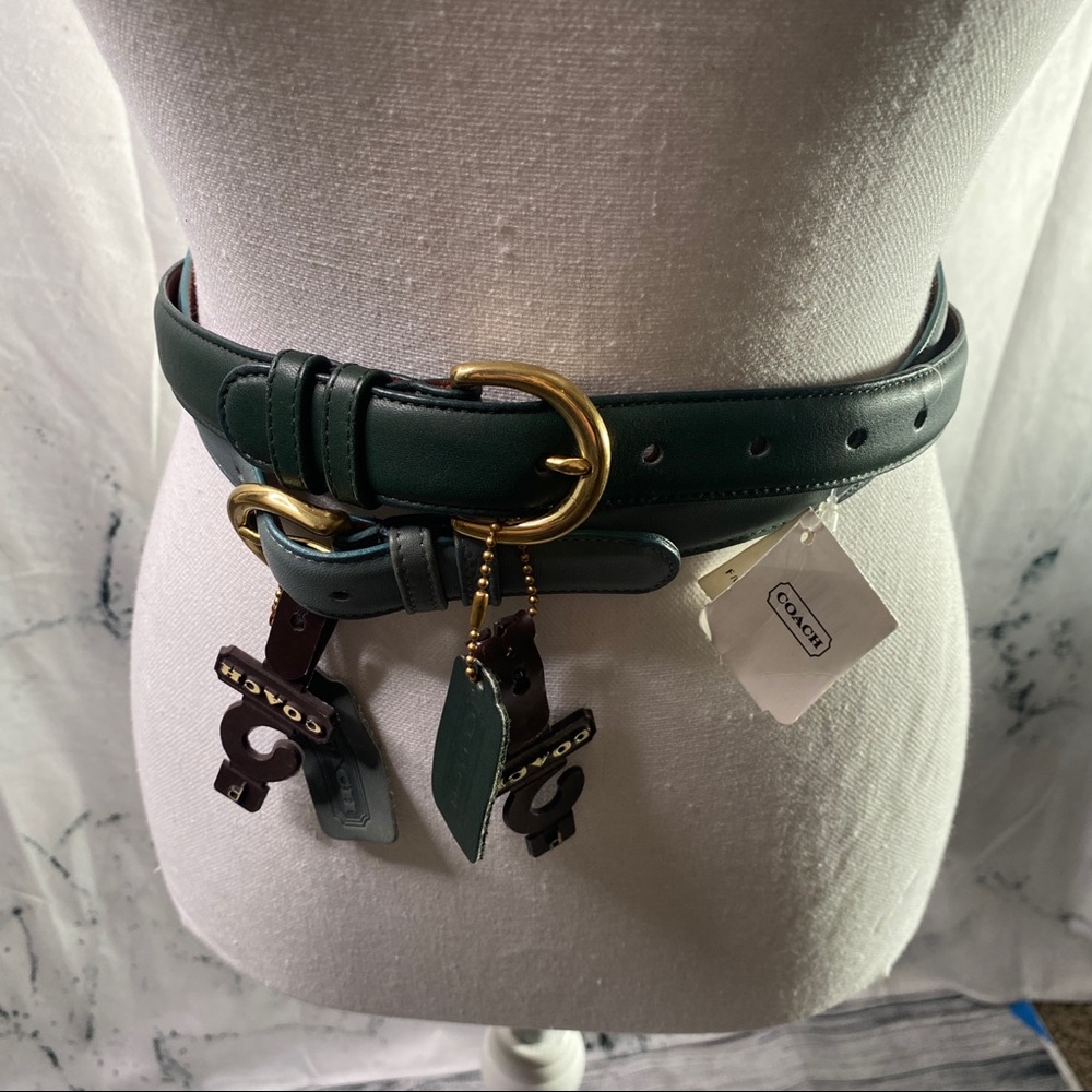 Lot of 2 Coach Green Leather Belts - NWT - sz P